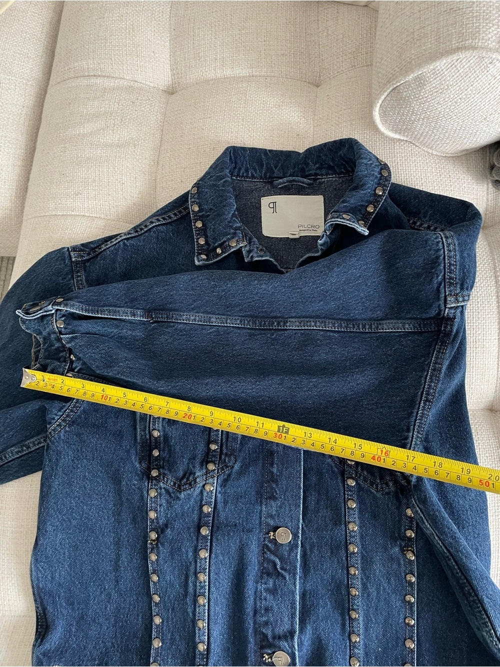 Pilcro The Weston Denim Boyfriend Jacket Studded Medium Dark Wash *Imperfect* - Picture 11 of 11